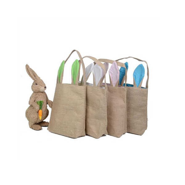 Cute Cotton Burlap Bags Rabbit Ear Shape Gifts Easter Bunny Bags For Kids In New Year Birthday Party Decoration