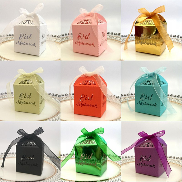 Eid Mubarak Paper Gift Box Ramadan Islamic Party Happy Eid Mubarak Decorations Muslim Wedding Party Candy Box