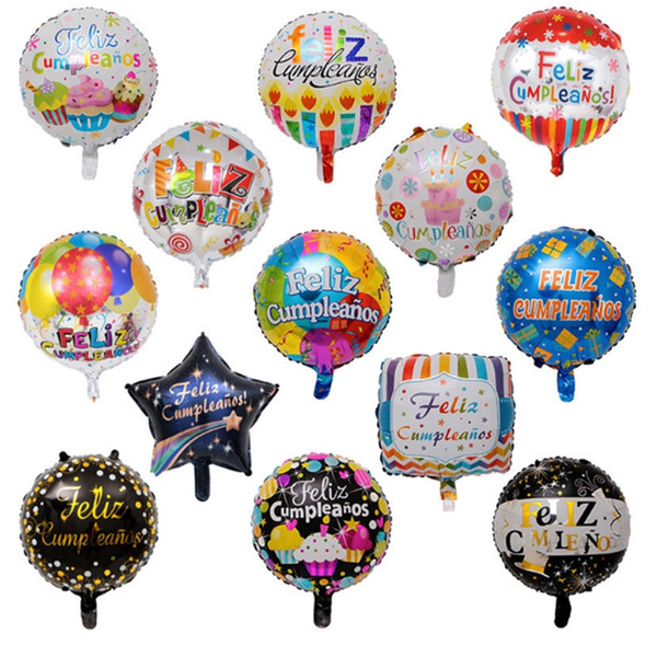 New 18-inch Spanish aluminum film happy birthday balloon birthday party decoration balloon children's toy balloon T2I5007