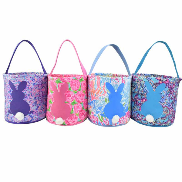 2019 Fashion 4 colors printed Lily easter bag good quality Easter Day Monogrammed Personalized lily inspired Easter basket bucket bags