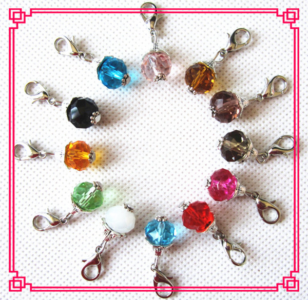 Galvanized alloy lobster clasp birthstone pendant birthstone crystal dangle brecelate for European clip on charm jewelry