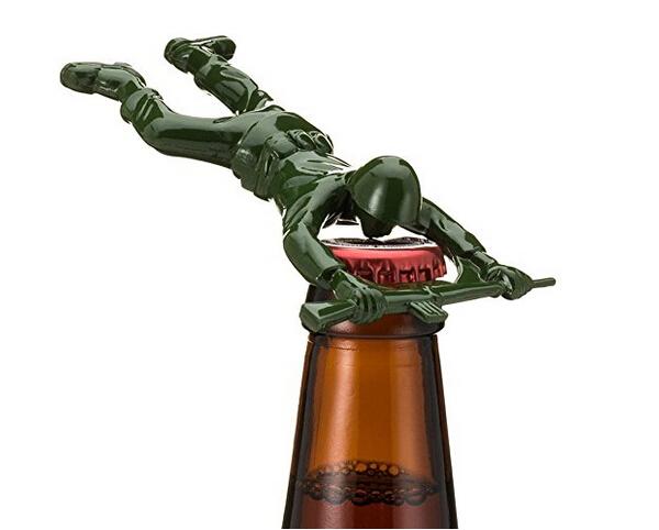 Newest party gifts Army Man Bottle Opener Bar Tool Gag Gift Die Cast Metal-Khaki Green with opp bag