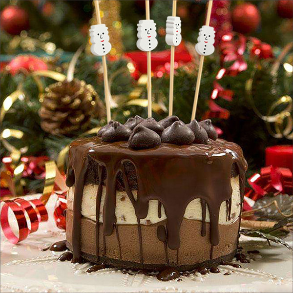 Sample Christmas Decorations Party Cocktail Picks White Snowman Bamboo Toothpicks For Appetizers Drinks Fruits Food Décor 4.7