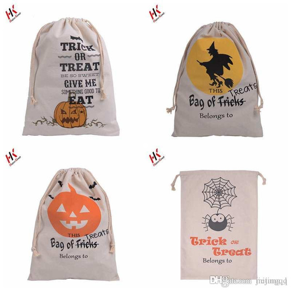2017 New arrive Halloween Candy Gift Sack Treat or Trick Pumpkin Printed Canvas Bag Children Party Festival Drawstring Bag