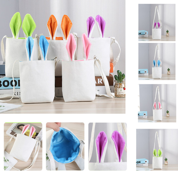 4 color creative Easter rabbit ear bag bunny cartoon bunny bucket gift bag shoulder canvas bag party decoration