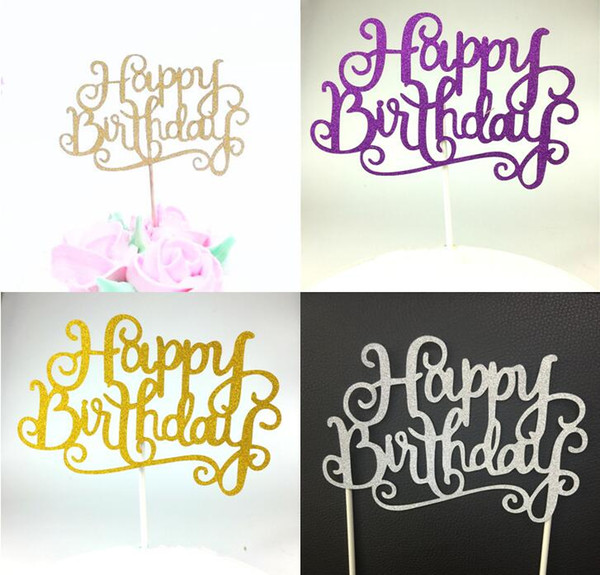 Wholesale- 1pc Creative Cake Flag Topper Happy Birthday Flags Single Stick For Family Birthday Party Cake Baking Decoration Supplies