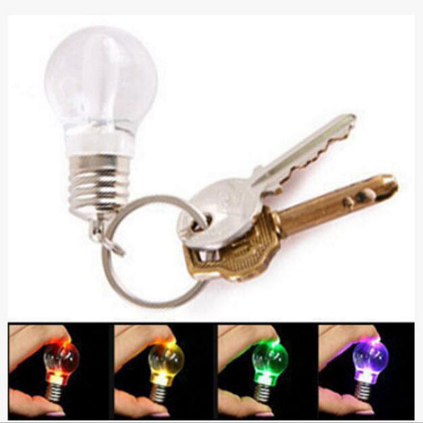 LED Bulb Keychain LED Light Keychains Torch Keyring Colorful Flashlight Rainbow Color Key Chain Bulb Necklace Wrestling Not Broken Bulb