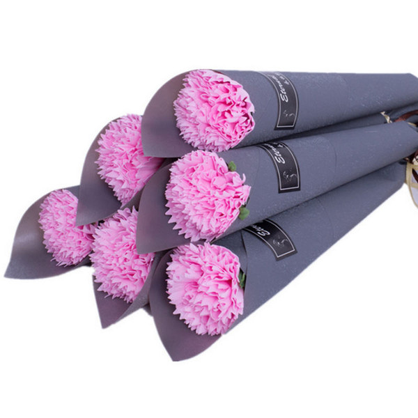Promotional 1PC Carnation Shaped Soap Flower Petals Bath Handmade decoration Flowers Essential Mothers Day Gift New Creative