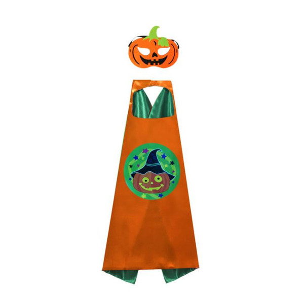 Halloween Costumes for Kids Capes with masks Birthday Party Favor Costume Double layer Pumpkin Skull cape KKA5872