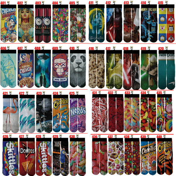 New 720 design 3d printed socks kids women men hip hop 3d odd cotton skateboard printed sock For Festive and Partys for Christmas Gift