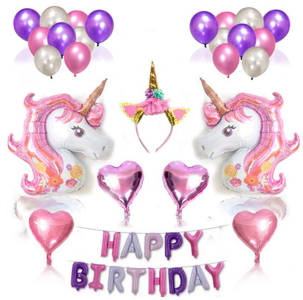 Unicorn Balloons Happy Birthday Letter Balloons Birthday Party Decorative Ball Party Decorations Supplies Kids Gift 6 Designs YW687