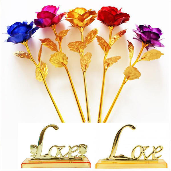 Wholesale 24k Gold Foil Plated Rose Wedding Decoration Golden Rose Gold Dipped artificiales artificial flower Personalized 0298