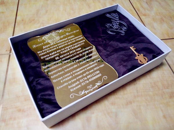 2018 High Quality Acrylic gold customized wedding invitations,Gold acrylic invitations card(6.5