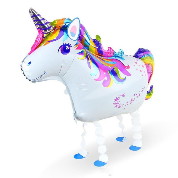 New Arrival Unicorn Balloon Walking Pet Balloons Birthday Party Adornment Aluminium Foil Ball Kids Children Gifts With Fast Delivery
