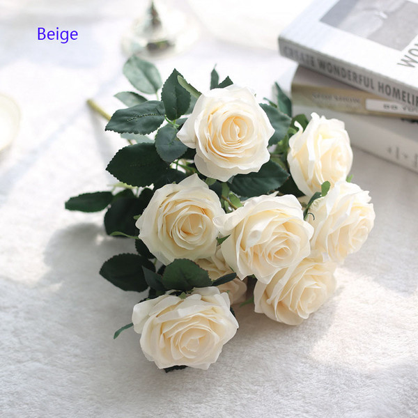 10 Roses / Bundle DIY Bride Bouquet 45cm Fake Flower Banquet Hotel Cafe Bedroom Vase Artificial Flower Party Decoration