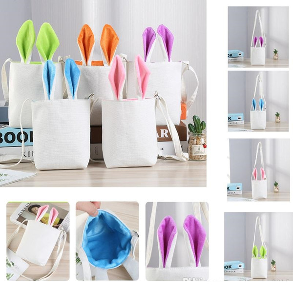4 color creative Easter rabbit ear bag bunny cartoon bunny bucket gift bag shoulder canvas bag party decoration