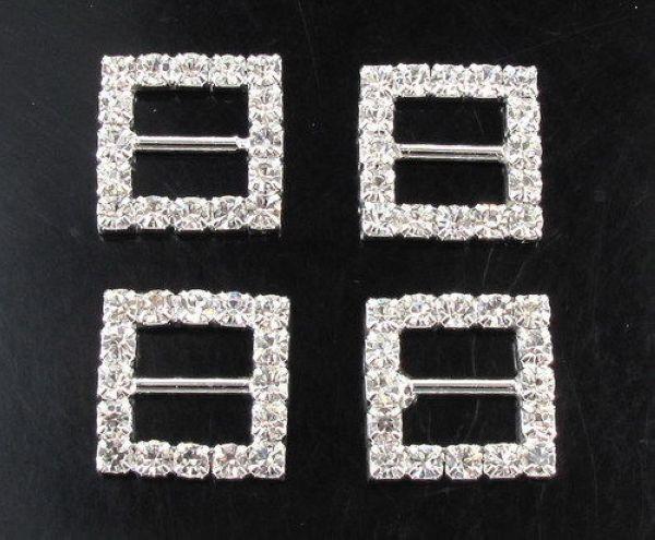 Hot sell ! 50pcs 15*15mm Square Wedding Rhinestone Buckle Diamante Ribbon Slider Slide (446)