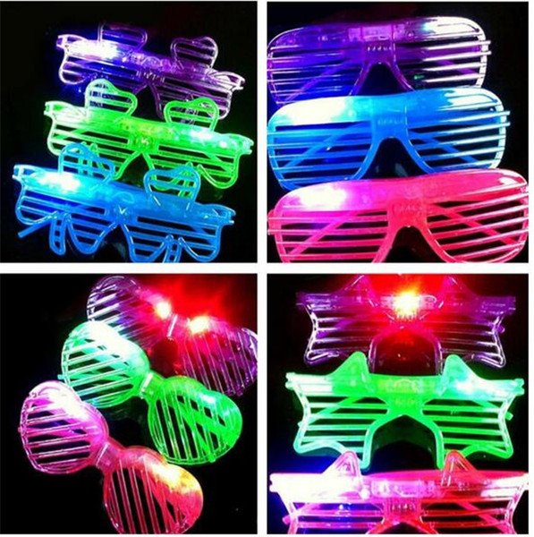 100pcs HOT LED Light Glasses Flashing Shutters Shape Glasses Flash Glasses Sunglasses Dances Party Supplies Festival Decoration D603