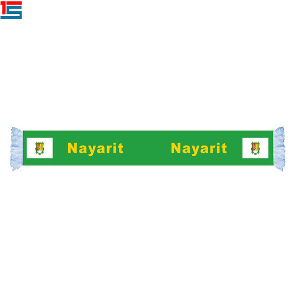 cheap polyester NAYARIT vnational flag scarf for national day sports team football fans scarf with fringes