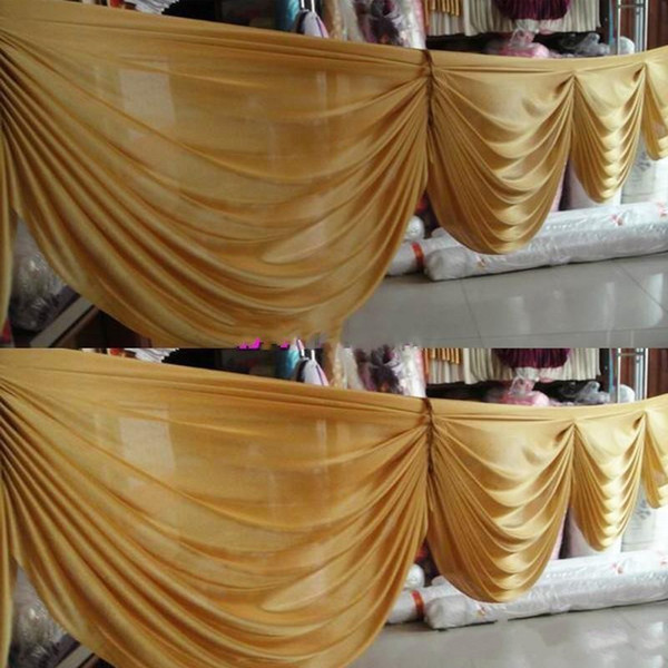 6 M long Gold ice silk curtain swags for wedding backdrops wedding party event decoration supplies