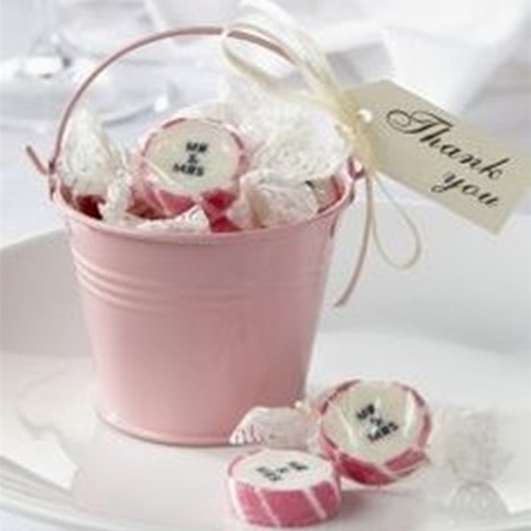 Free Shipping 2pcs/lot!Pink tin pails mini pails cute mini bucket candy boxes sweet package for party decoration