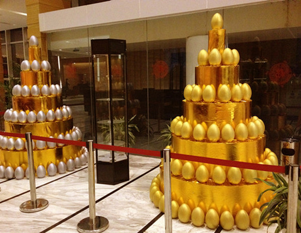 2017 latest Easter party, banquet, golden egg, silver egg, 6 size drop, gold egg draw props / free shipping