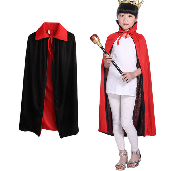 90cm 120cm 140cm Unisex Halloween Cape Cloak - Cospaly Clothing Black Red Reversible Cloaks - Death Vampires Cloak Wizard Magic Cape For Kid
