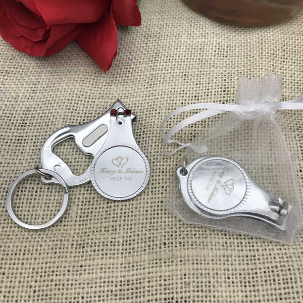 Personalized Wedding Souvenirs For Guests Customized Wedding Favors Multifunctional Wine Opener/Keychain/Nail Clippers 40PCS