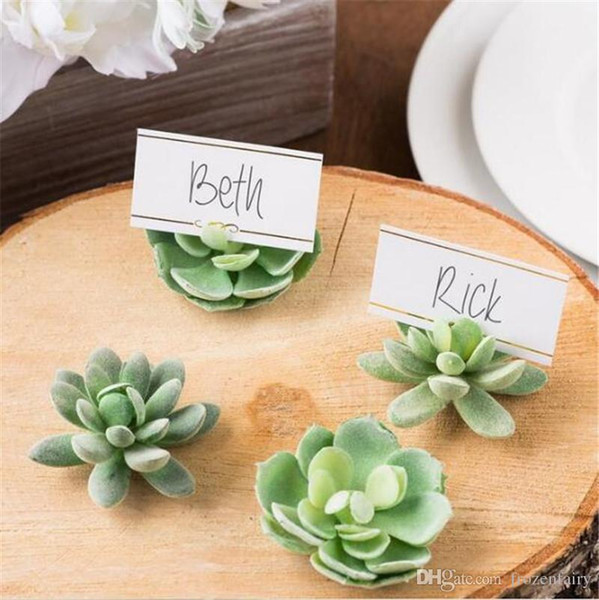 100pcs/Lot Natural Design Green Succulent Place Card Holders/Table Number Holder Wedding&Bridal Shower Favors FREE SHIPPING