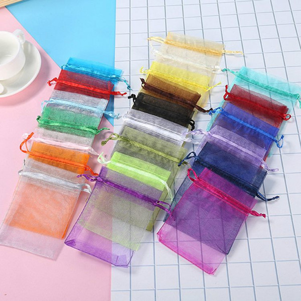 5*7CM Plain Organza Gift Bag Mini Wedding Candy Bag Transparent Jewelry Drawstring Pouch Cosmetic Sample Beads Pocket Storage Package
