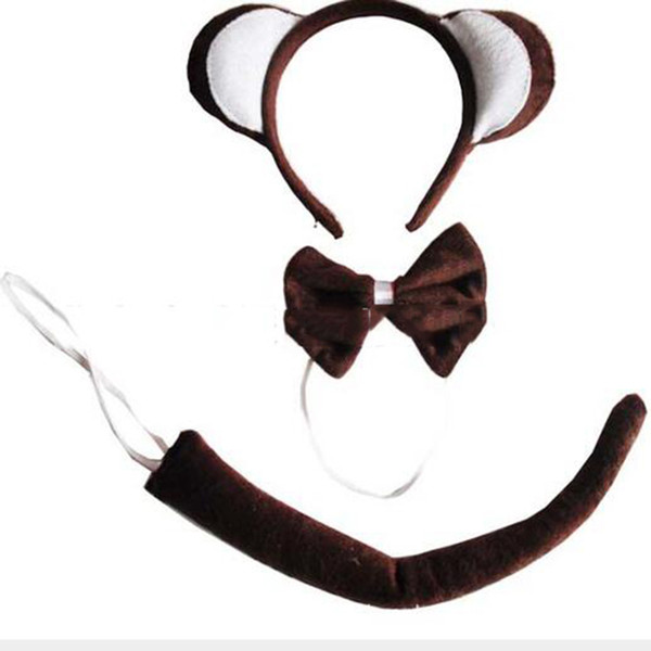 Free shipping ,Promotion ,discount monkey ear headband set,tai,bow tie . animal ear headwear. Christmas ,performance ,and party