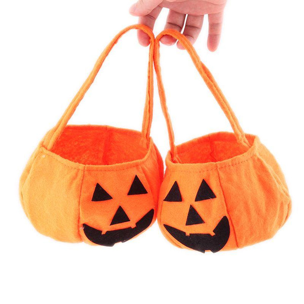 Halloween Decoration Props Smile Face Pumpkin candy Bags Children Non-woven Handhold bag Party Supplies Ttrick or Treat 100pcs/lot