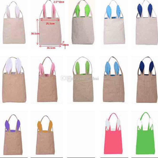 Easter Bunny Ears Bags Canvas Egg Packing Handbag Bags For Children Adult Festival Party Christmas Halloween Supplies Gifts WX-B31