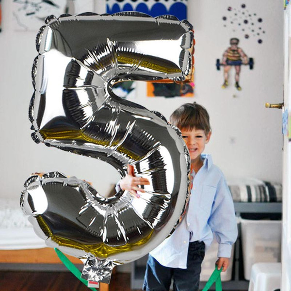 allons & Accessories 32 inch Silver Number Foil Balloon Helium Ballon Number Happy Birthday Ball Air Balloons Baby Shower Birthday Pa...