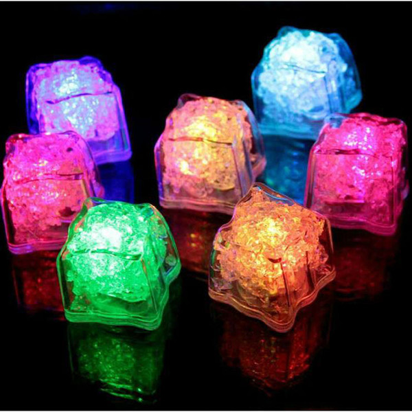 LED Ice Cubes Fast Flash Night light Slow Flash 7 Color Changing led lamp Crystal Cube Valentine's Day Party Wedding Festival Days light