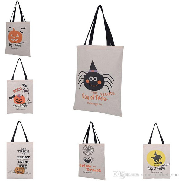 Halloween Candy Gift bags Large Canvas Candy bags Drawstring Bag With Pumpkin, devil, spider, Hallowmas Gifts Sack