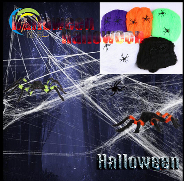 2018 Halloween Party Decoration Fake Spider webs web Bar Haunted House Hallowmas spider's cobweb Saints' Day products supply children gifts