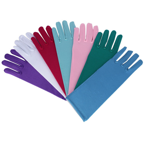 Girls Long Gloves For Halloween Christmas Cosplay Costume Kids Satin Cloth Length Gloves For Wedding Party Pricess Dress Up 7color JHH7-1543