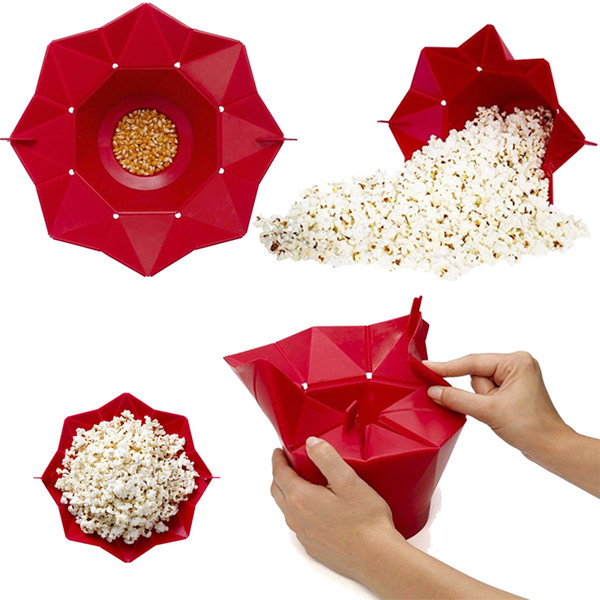Popcorn Popper Maker DIY Silicone Microwave Popcorn Maker Fold Bucket DHL Free JU017