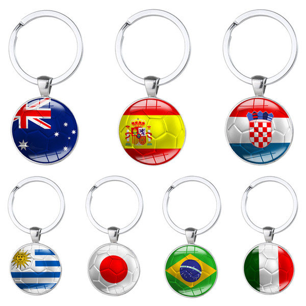 2018 Russia World Cup Football Keychains Key Ring 32 Countries Peru Sweden Tunisia Senegal Soccer Key Chains Souvenir