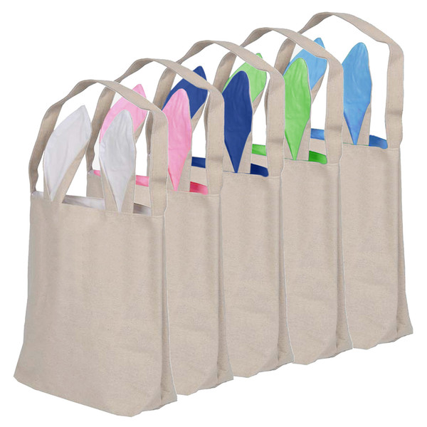 Funny Design Easter Bunny Bag Ears Bags Cotton Material Easter Burlap Celebration Gifts Christma Bag Handbag 5 Colors