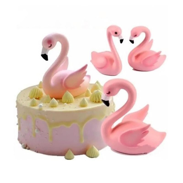 Cute Flamingo Resin Crafts Cake Topper Baking Cake Dessert Table Decoration Ornaments Event Party Supplies FES0532