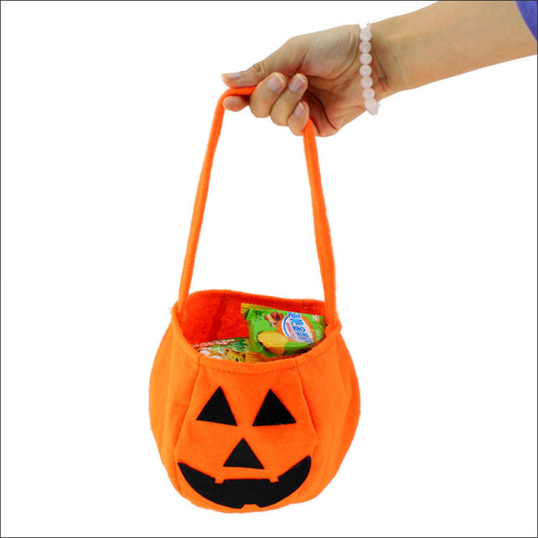 Trick or Treat Fashion Hot Halloween Smile Pumpkin Bag Kids Candy Bag For Children Handhold bag Festival Party Supplies CPA929