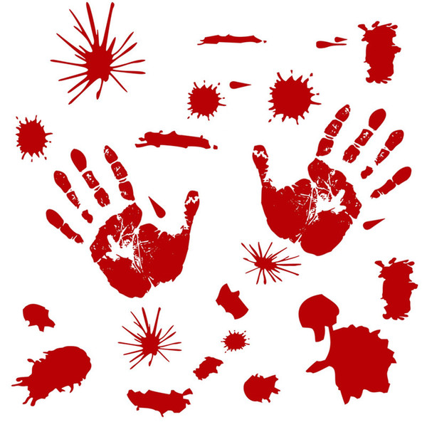 4 patterns Halloween wall Stickers Bloody Fingerprint Handprint Decals horrible home bar wall door Sticker party Supplies