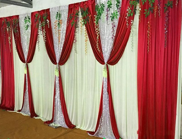 3M*6M backdrop with sequins swags wedding backcloth With Swags party curtain Wedding Party Stage Celebration Background graduation stage