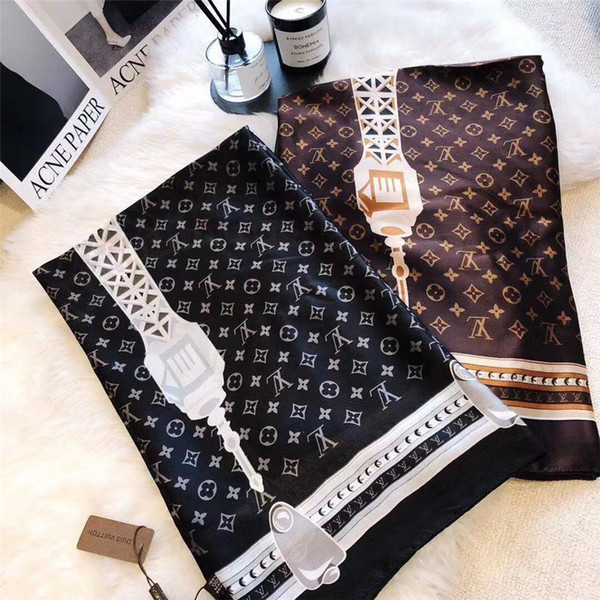 Full L Letter Scarves Luxury Thin Summer Beach Sunscreen Scarf Elegant New Fashion Flower Iron Tower Print Scarves