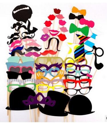 Wholesale-Best Selling 58PCS DIY Photo Booth Props Mustache On A Stick For Wedding Birthday Christmas Party