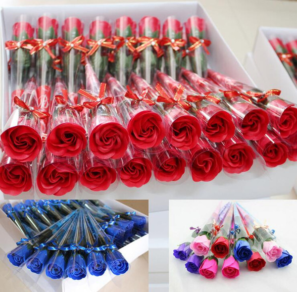 Rose Soaps Flower Packed Gifts Event Party Goods Favor Toilet soap Scented fake rose soap bathroom accessories SR07