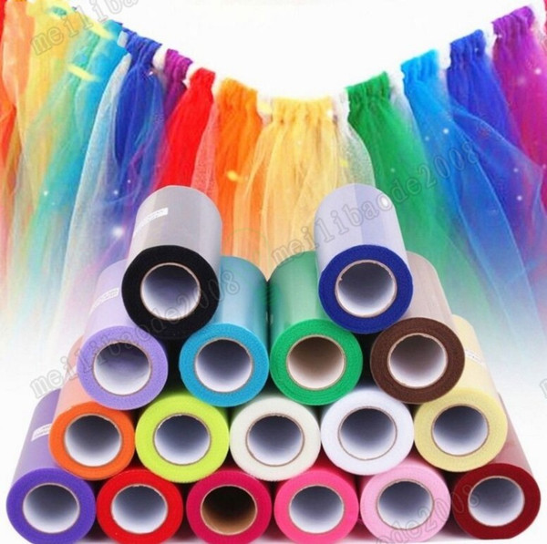 2017 hot 15cm 25 Yard Organza Fabric Roll DIY Artificial Flowers Wedding Car Birthday Decoration Tulle Rolls Pom Poms Party Gift MYY