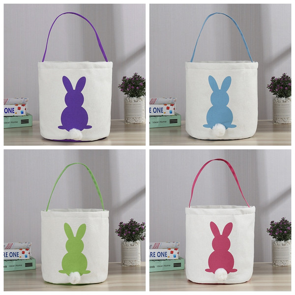 INS Burlap Easter Bunny Baskets DIY Rabbit Bags Bunny Storage Bag Jute Rabbit Ears Basket Easter Gift Bag Rabbit Ears Put Easter Eggs 100pcs